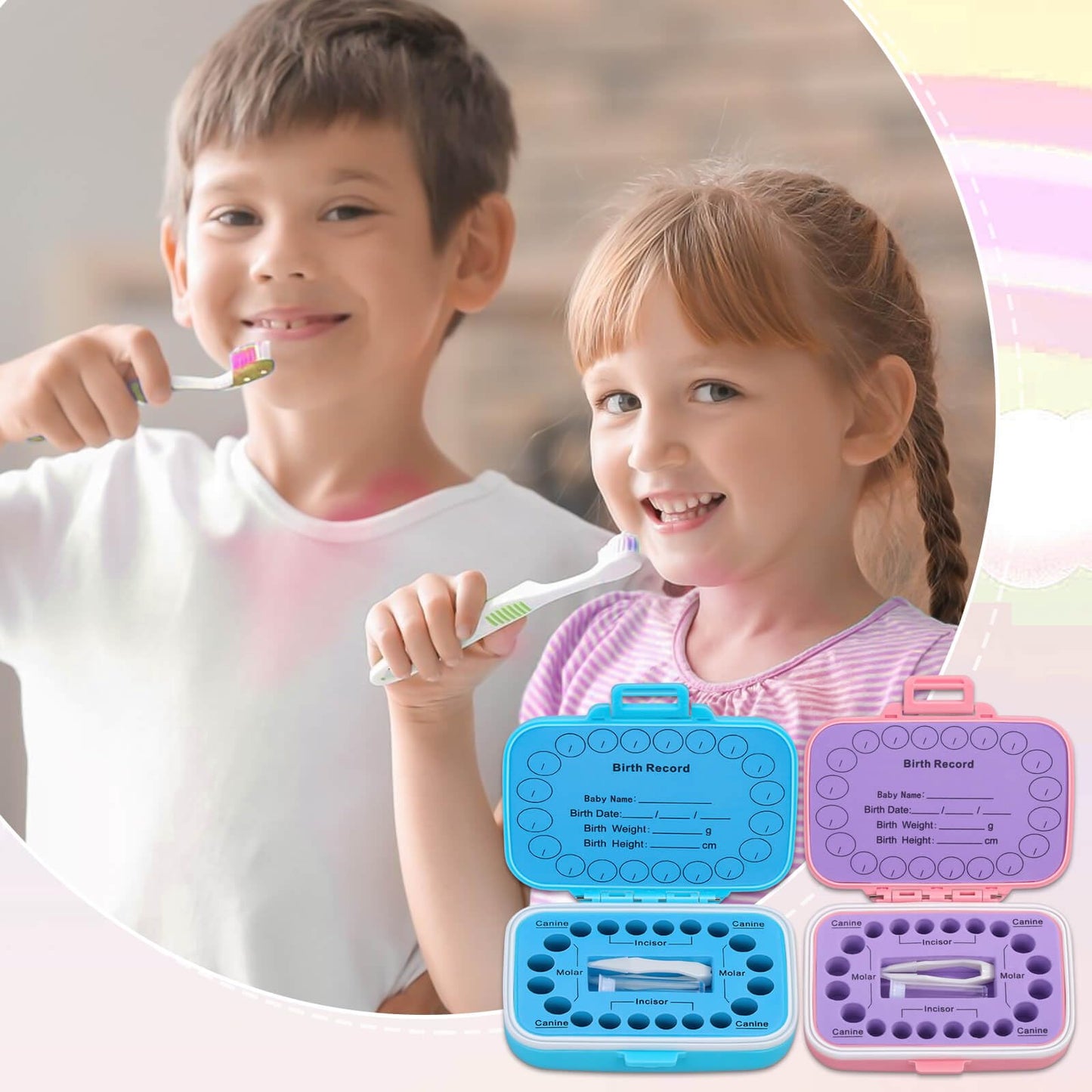Caffox 2 Pack Tooth Holders For Kids Keepsake, Tooth Fairy Box, First Tooth Keepsake Box, Tooth Collection Container Boxes For L