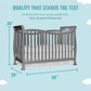 Dream On Me Violet 7-In-1 Convertible Life Style Crib In Steel Grey, Greenguard Gold Certified, 4 Mattress Height Settings, Made
