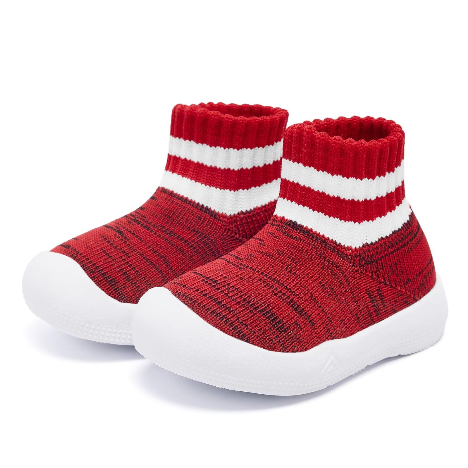 Baby Shoes Girls Boys Baby Sock Shoes With Grip Infant First Walker Shoes Toddler Slipper Non Slip Size 6 Red