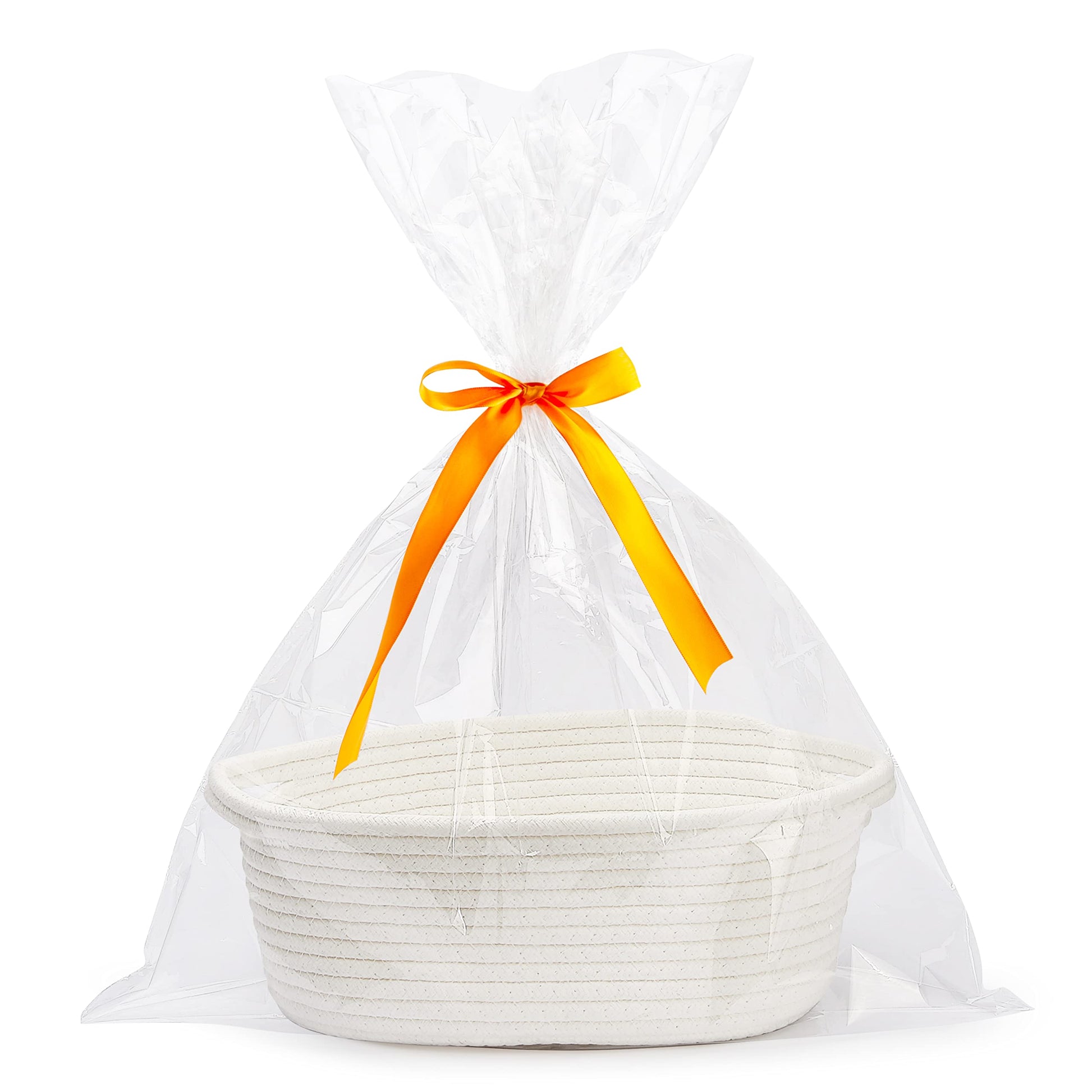 Pro Goleem Small Woven Basket With Gift Bags And Ribbons Durable Baskets For Fathers Day Gift Empty Small Rope Basket For Storag