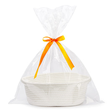 Pro Goleem Small Woven Basket With Gift Bags And Ribbons Durable Baskets For Fathers Day Gift Empty Small Rope Basket For Storag