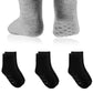 Tenpluszero 12 Pairs Non Slip Toddler Socks Crew Socks With Grips For Baby Boys Girls (Black, 1T/2T)