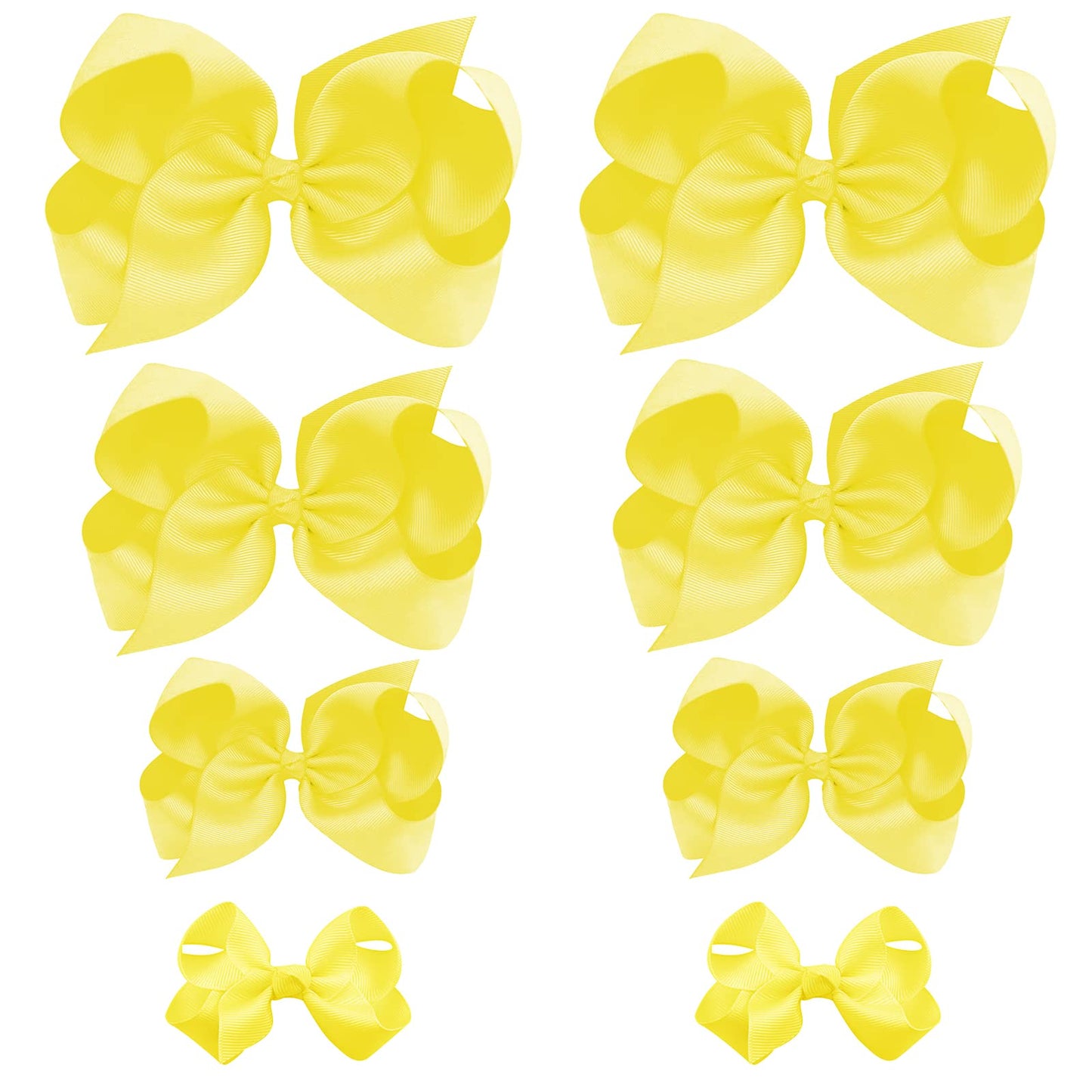 Oaoleer 8Pcs Hair Bows For Girls Yellow Grosgrain Ribbon Boutique Bow Alligator Clips Hair Accessories For Toddlers Little Girls