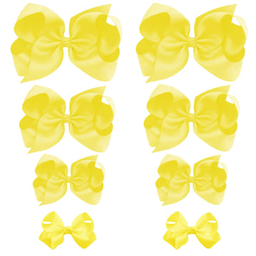 Oaoleer 8Pcs Hair Bows For Girls Yellow Grosgrain Ribbon Boutique Bow Alligator Clips Hair Accessories For Toddlers Little Girls