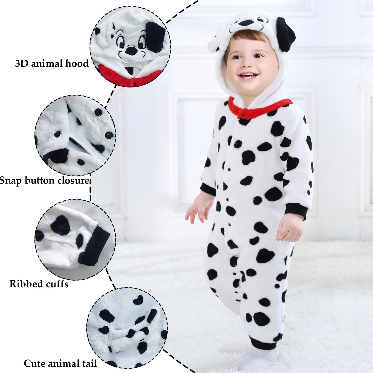 Tonwhar Unisex Baby Animal Halloween Costume Kid'S And Toddler'S Autumn Winter Outfits Jumpsuit(6-12 Months,Cute Dog)