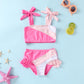 Younger Tree Toddler Girls Two Pieces Swimsuit Color Block Stripe Swimwear Summer Beach Bathing Suit (S Red 18-24 Months)