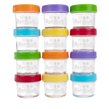 Weesprout Glass Baby Food Storage Jars - 12 Set, 4 Oz Baby Food Jars With Plastic Lids, Freezer Storage, Reusable Small Glass Ba