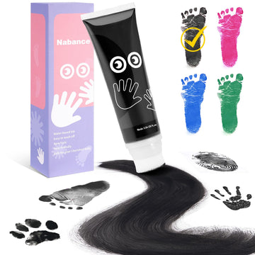 Nabance 2.54 Fl Oz Black Baby Hand And Footprint Friendly Ink Paint, Dog Cat Paw Print Safe Ink, Non-Toxic Acid-Free, Safe Gentl