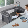 5 in 1 Baby Crib,Baby Bassinet, Bedside Cribs, Pack and Play Changing Table, Portable Travel Baby Bassinet Toys & Music Box,Matt