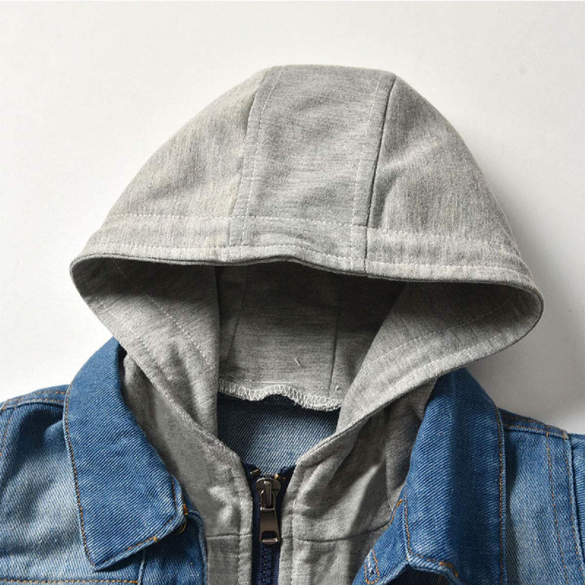 SOFEON Toddler Baby Boy Girls Denim Jacket Button Down Basic Ripped Hoodie Jeans Coat Kid Cowboy Outwear Casual Clothes (Hoodie-