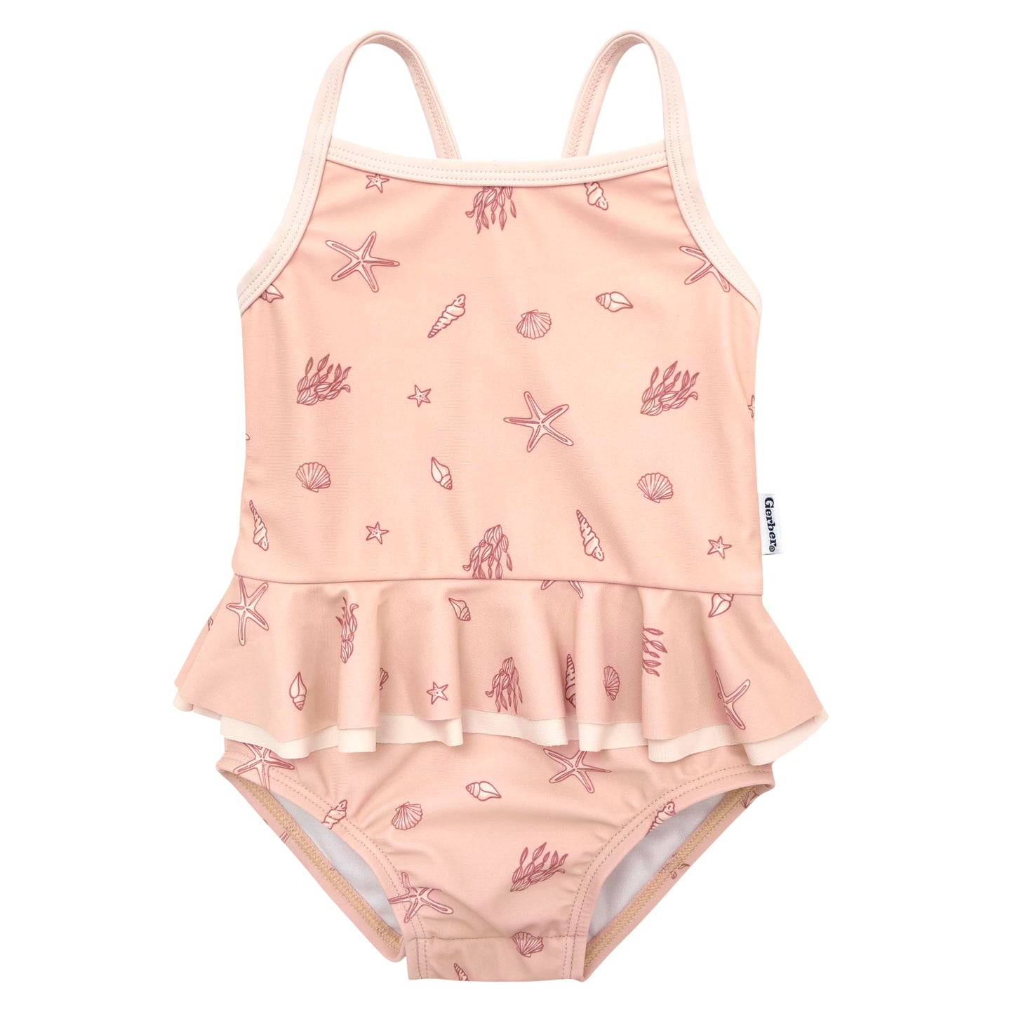 Gerber Girls' One-Piece Swimsuit, Pink Shells