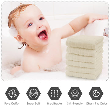 Cute Castle 12 Pack Muslin Baby Washcloths - Large 12'' By 12'' - Ultra Soft 100% Cotton - Super Absorbent Burp Cloths For Unise