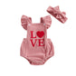 Yingisfitm My First Valentines Day Baby Girl Outfit Newborn Love Heart Bubble Romper Infant Jumpsuit Cute Baby Girl Clothes (Pin