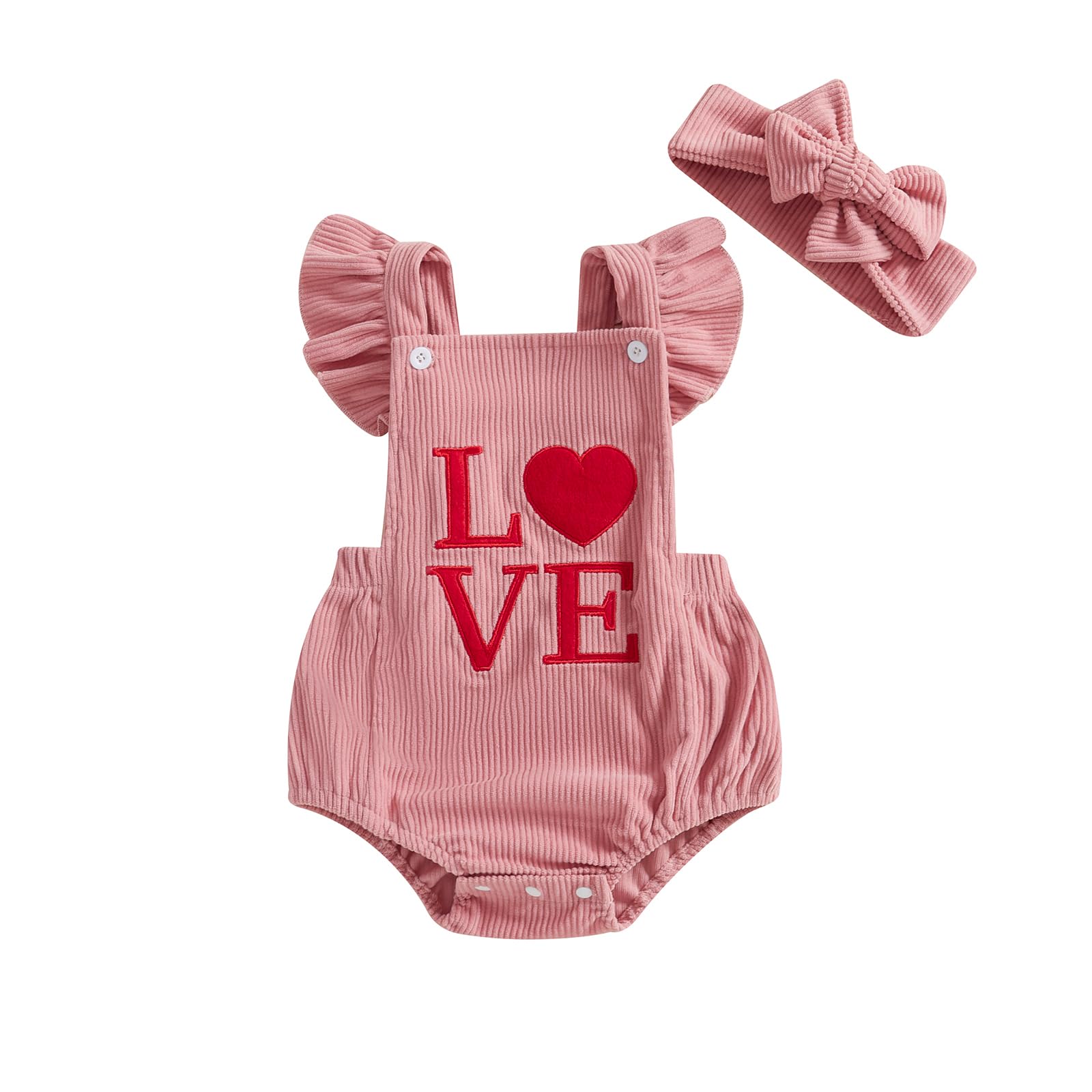 Yingisfitm My First Valentines Day Baby Girl Outfit Newborn Love Heart Bubble Romper Infant Jumpsuit Cute Baby Girl Clothes (Pin