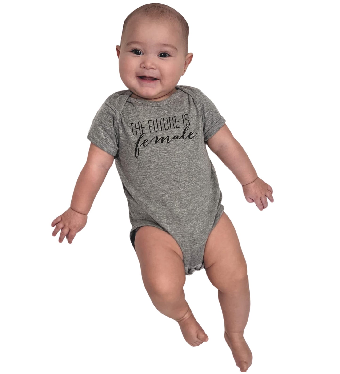 Iyd Clothing - The Future Is Female Baby Bodysuit, Newborn, Heather Gray