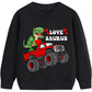 Ddsol Boys Sweatshirt Valentines Dinosaur Monster Truck Long Sleeve Top Shirt Love Saurus Hearts Graphic Kids Toddler Clothes 2T