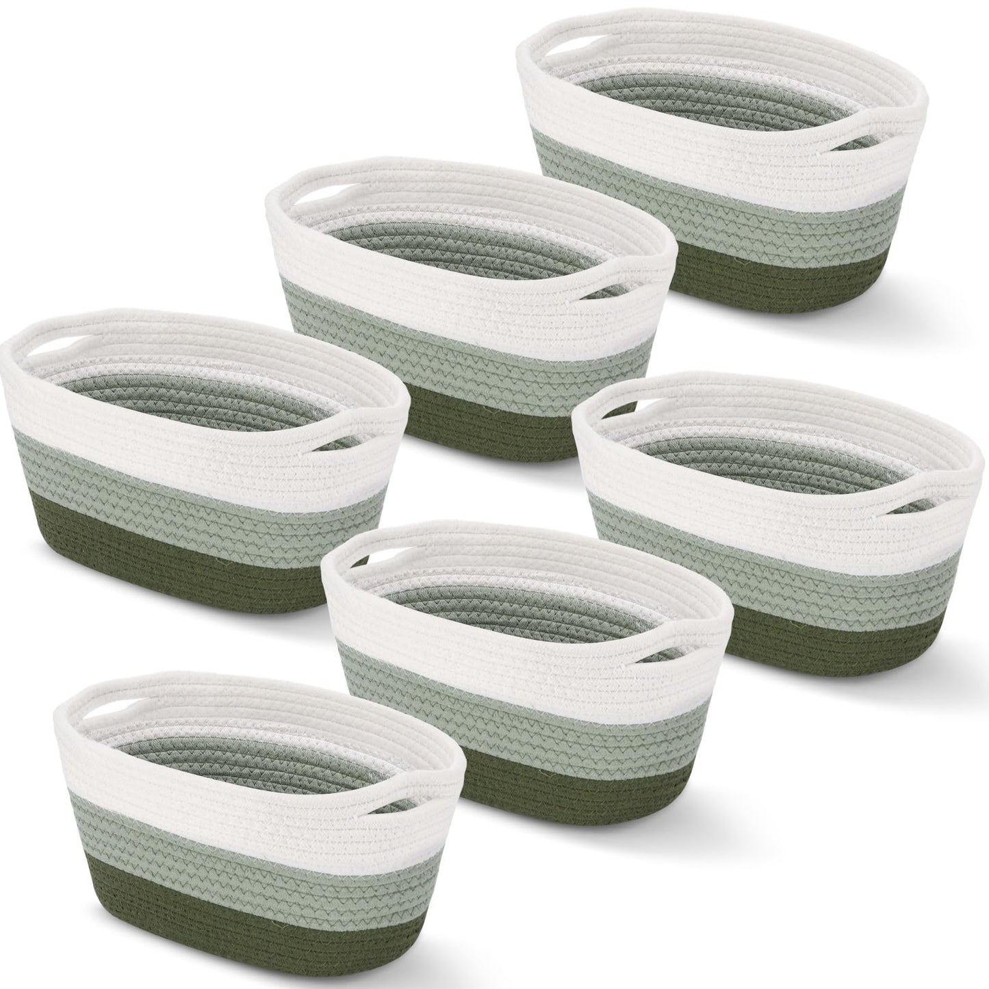 Sawysine 6 Pcs Storage Baskets Bulk for Organizing Cotton Rope Woven Basket with Handles for Gift Cloth Shelves Blanket Toys Liv