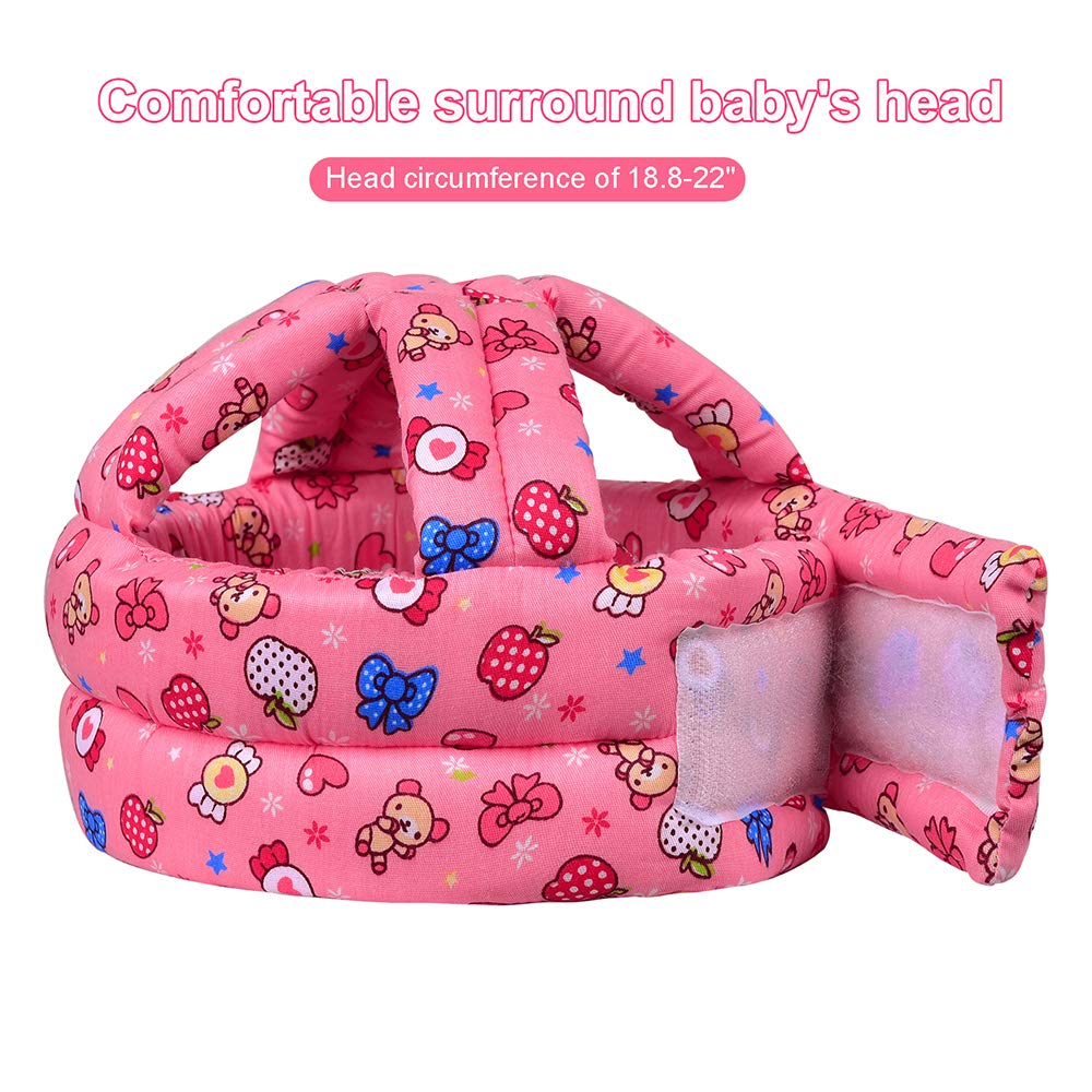 Toraso Baby Helmet & Knee Pads For Crawling & Walking, 6-36 Months, Pink Cotton