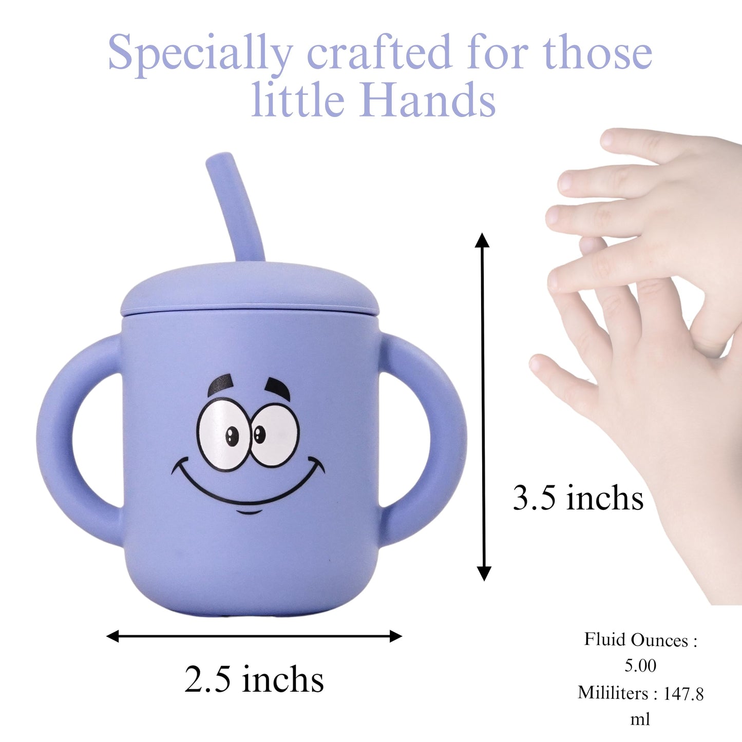 Fumiko Sippy Cups For Toddlers 1-3 - Adorable Personality Designs, Built-In Straw Lock, Easy-Grip Handles, (Dimples)