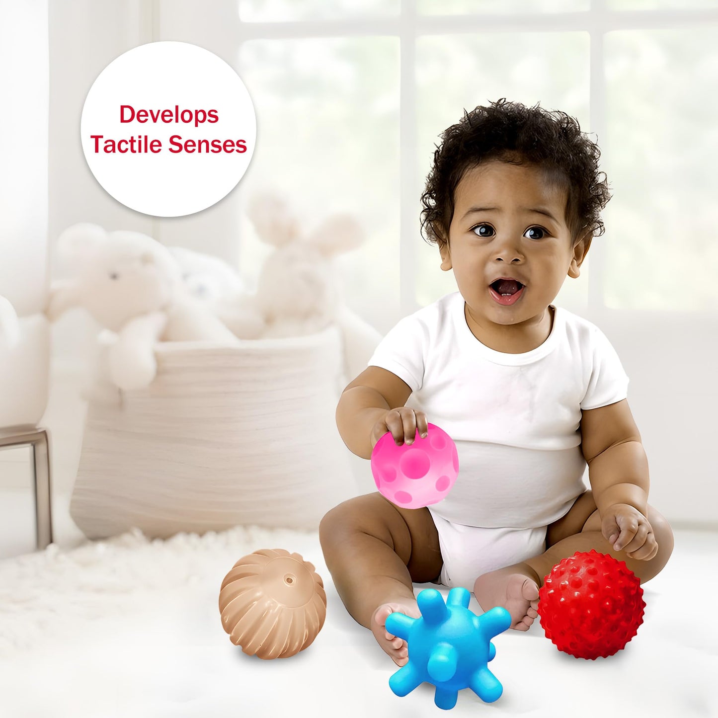 ROHSCE Soft Spiky Sensory Balls - No Hole Wheat Straw Soft Toys for Toddlers 1-3 Multicolor Bath Gifts Montessori Toys Baby Ball