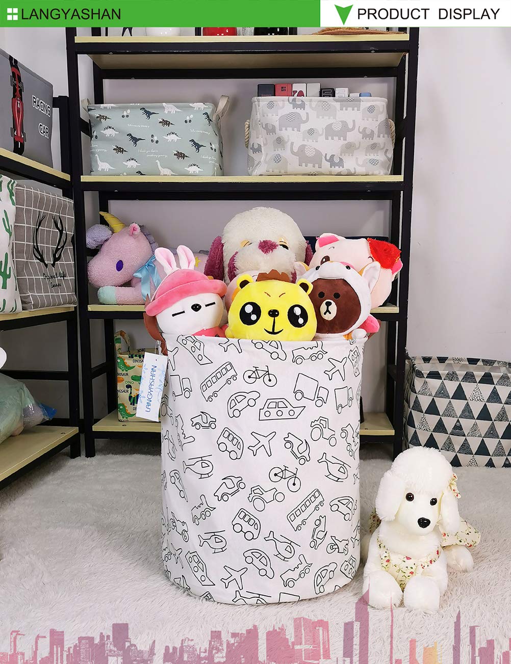 LANgYASHAN Laundry Basket canvas Fabric collapsible Organizer Basket for Storage Bin Toy Bins gift Baskets Bedroom clothes child