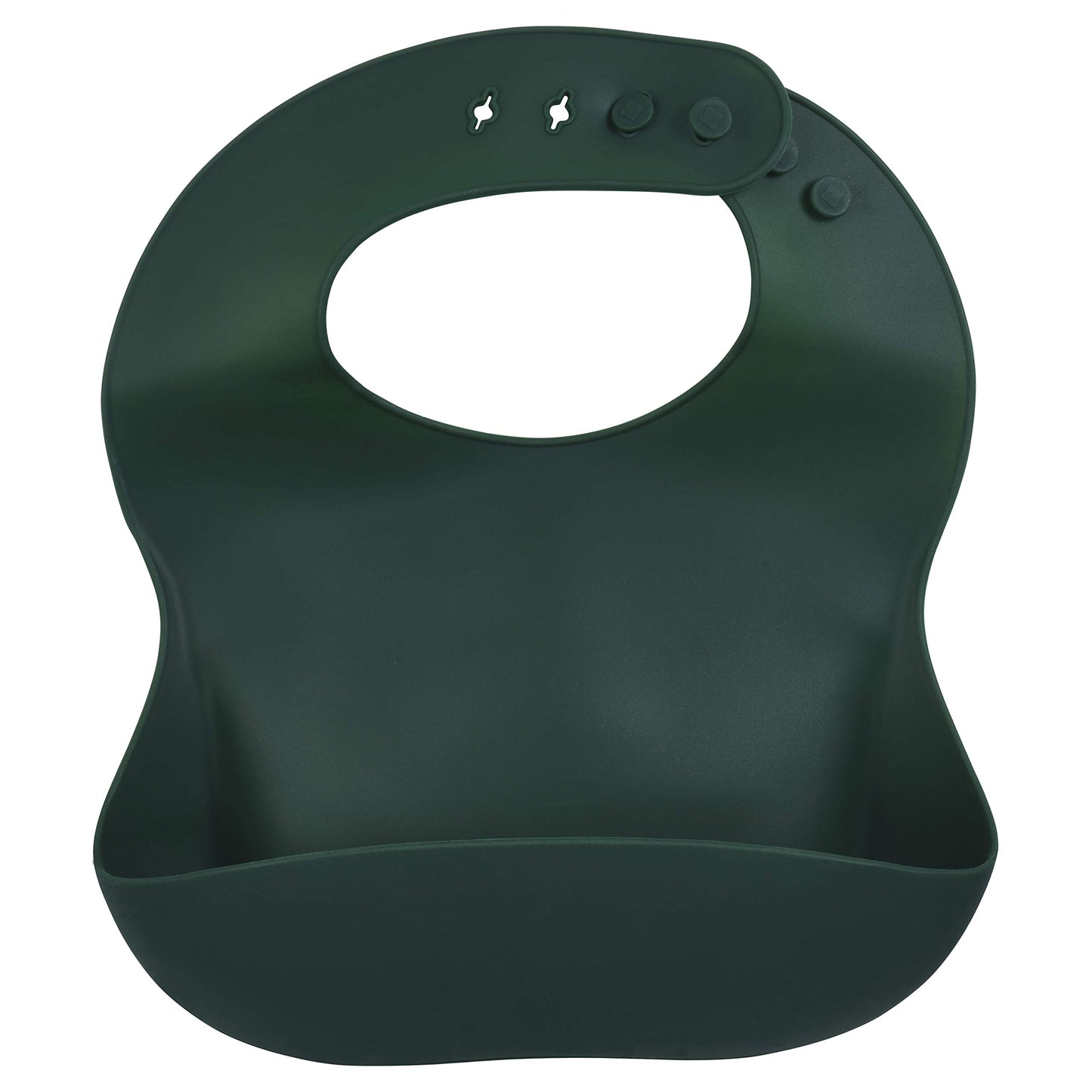 Three Little Tots Modern Silicone Baby Bib - Adjustable Fit Waterproof Catch Bibs ((Forest Green)