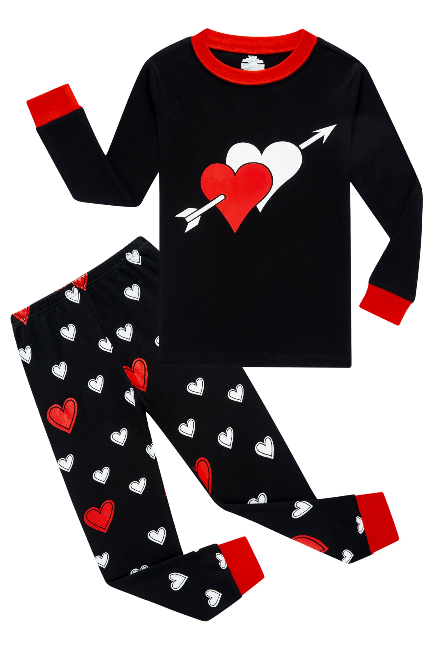 Family Feeling Baby Girls Pajamas Valentines Day Long Sleeve Cotton Boys Love Pyjamas Toddler Kid Pjs Size 12-18 Monthes