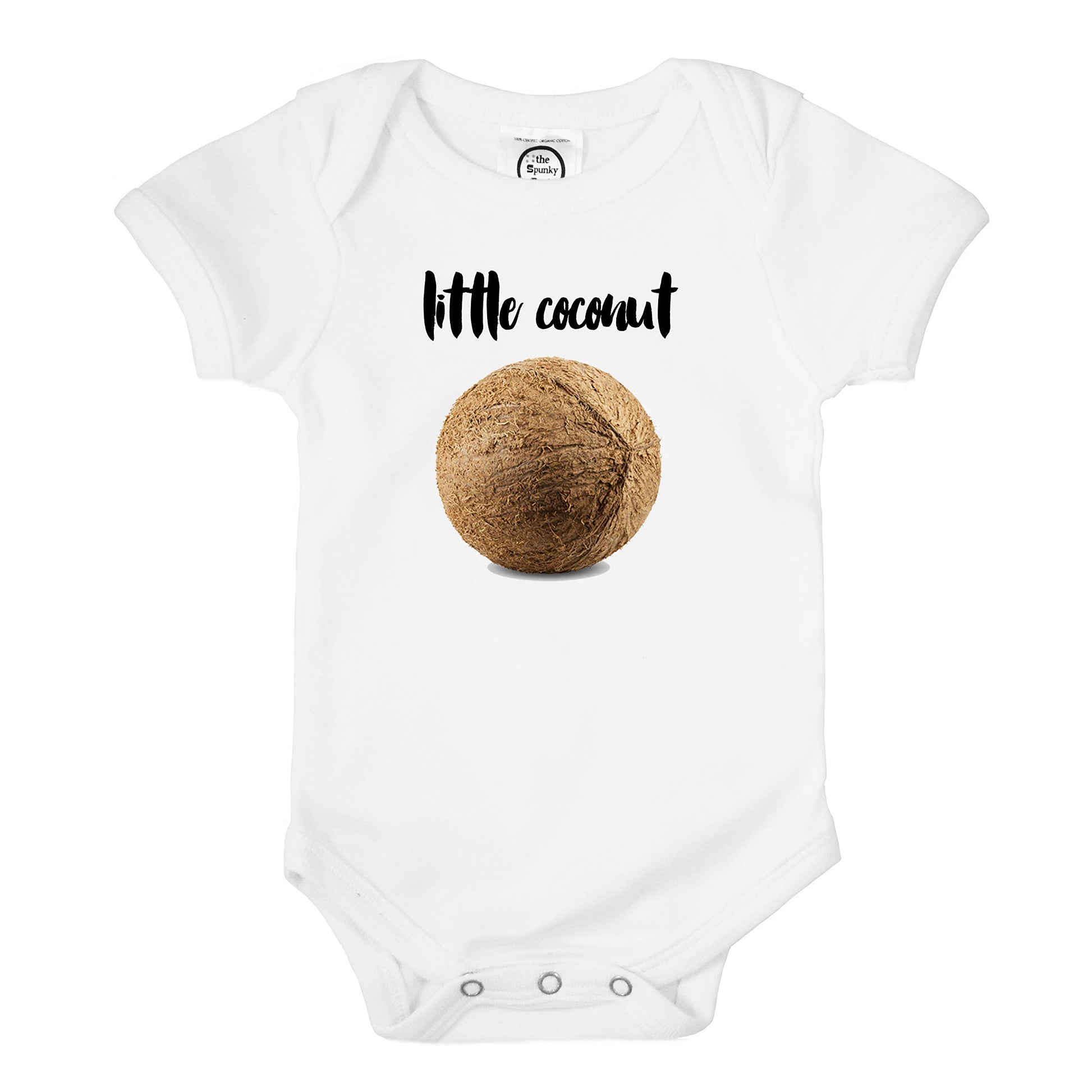 The Spunky Stork Unisex Baby Little Coconut Organic Newborn Tropical Bodysuit (3-6M) White