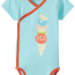 Zutano Baby Boys' Sugar Cone Screen S/S Wrap Body, Aqua, 6 Months