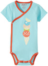 Zutano Baby Boys' Sugar Cone Screen S/S Wrap Body, Aqua, 6 Months