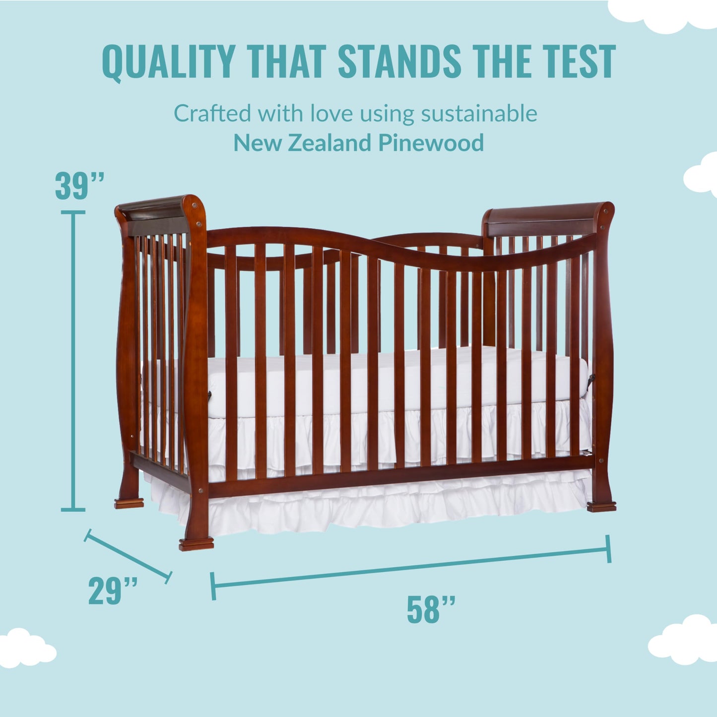 Dream On Me Violet 7-In-1 Convertible Life Style Crib In Espresso, Greenguard Gold Certified, 4 Mattress Height Settings, Made O