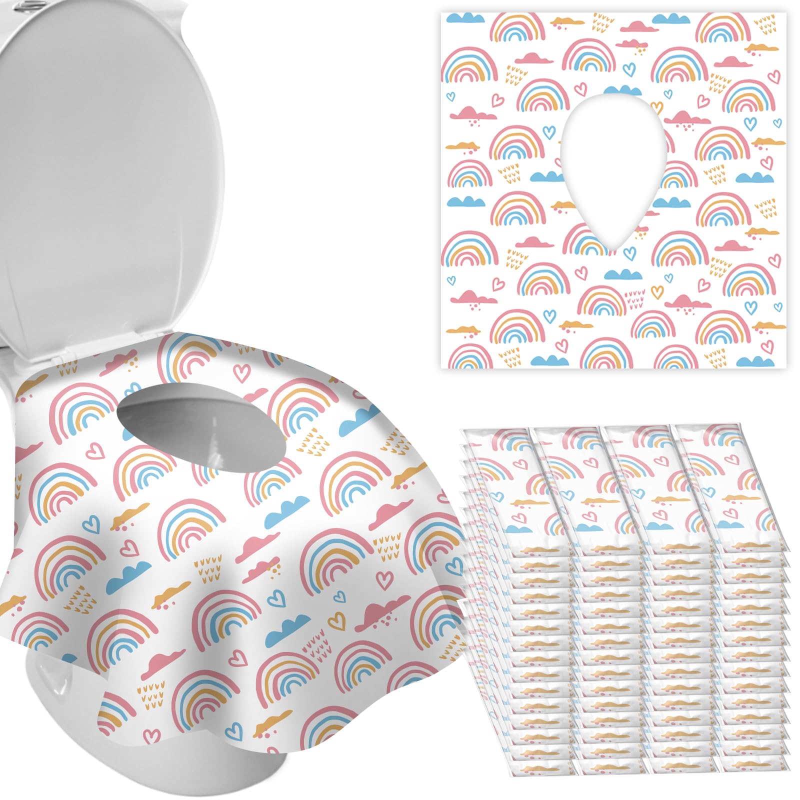 Deeki 60 Pack Toilet Seat Covers Disposable, Safe No-Slip Waterproof For Kids Toddlers Use In Potty Training Public Restrooms To