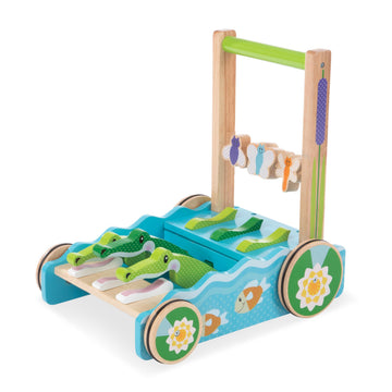 Melissa & Doug First Play Chomp and Clack Alligator Wooden Push Toy and Activity Walker - Pretend Play Developmental Baby Push W