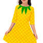 Remimi Girls Pineapple Dresses Halloween Fruit Dress Printed A-Line Party Dress 13-14 Years