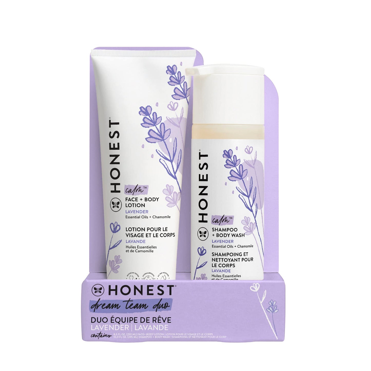 The Honest Company 2-In-1 Cleansing Shampoo + Body Wash And Face + Body Lotion Bundle  Gentle For Baby  Naturally Derived  Laven