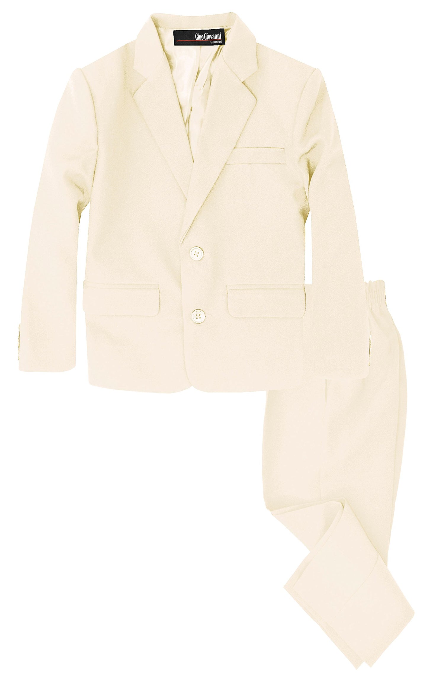 G218 Boys 2 Piece Suit Set Toddler To Teen (8, Ivory)