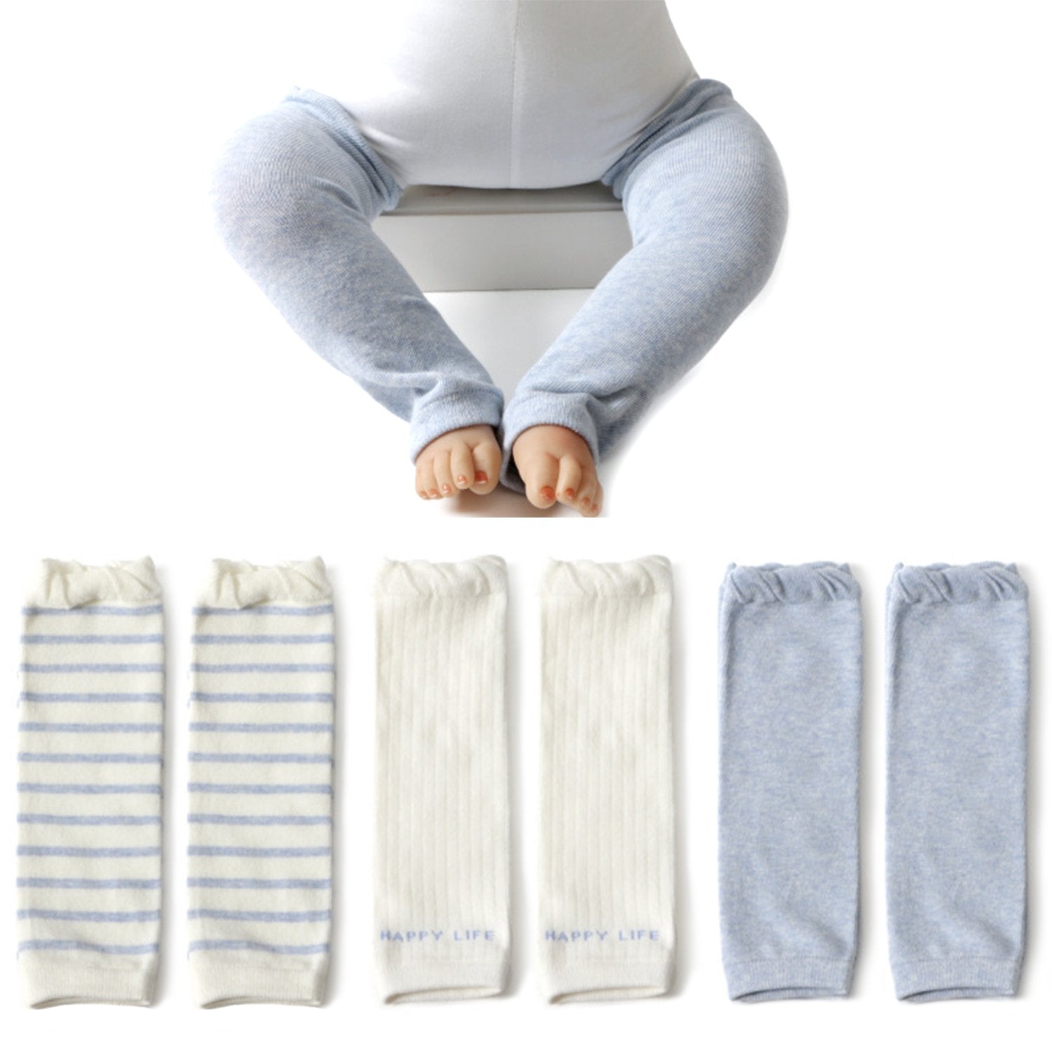 Elesa Miracle 3 Pairs Baby Toddler Leg Warmer (3Pc- Blue)