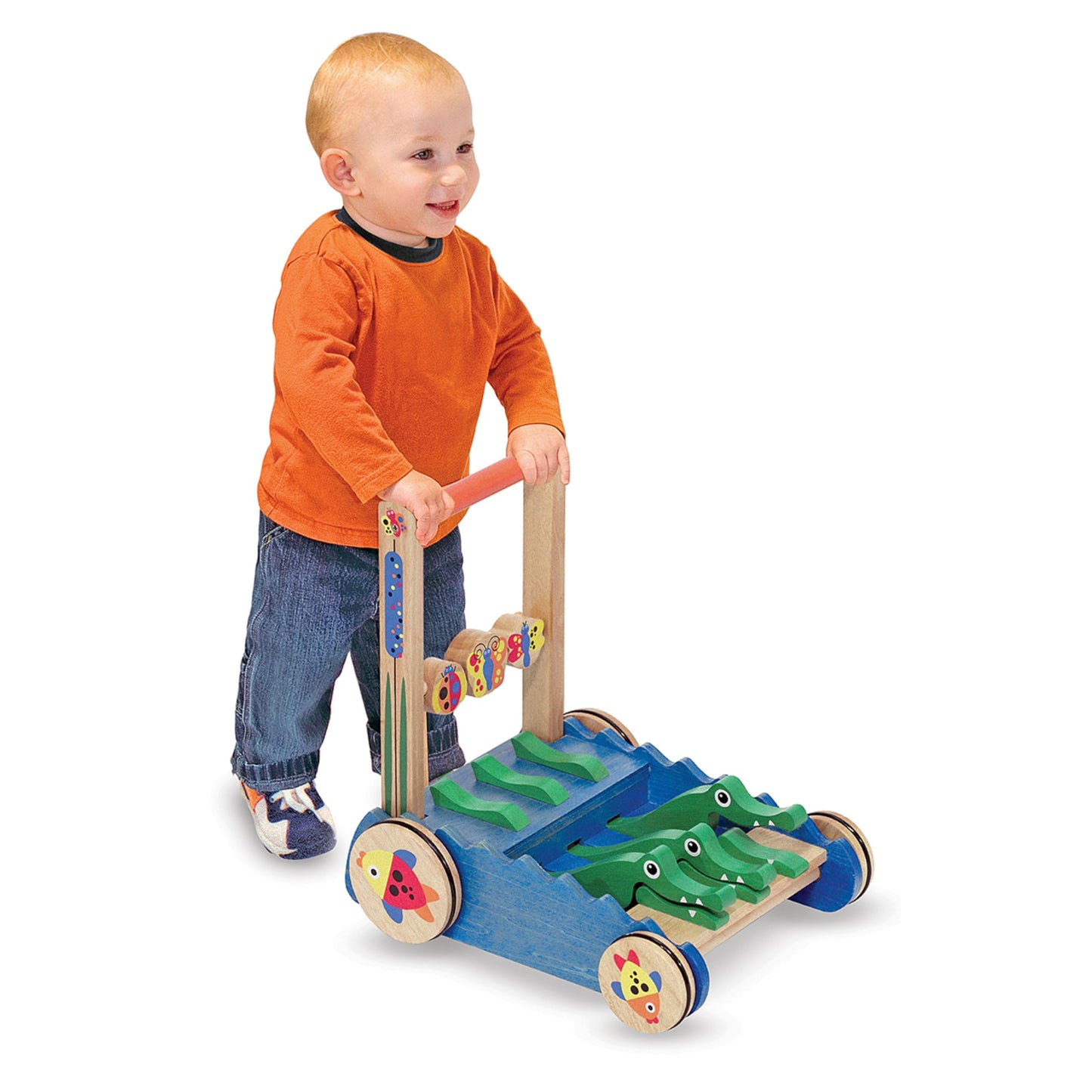 Melissa & Doug Deluxe Chomp and Clack Alligator Push Toy and Activity Walker - Wooden Baby Push Walker For Ages 1+