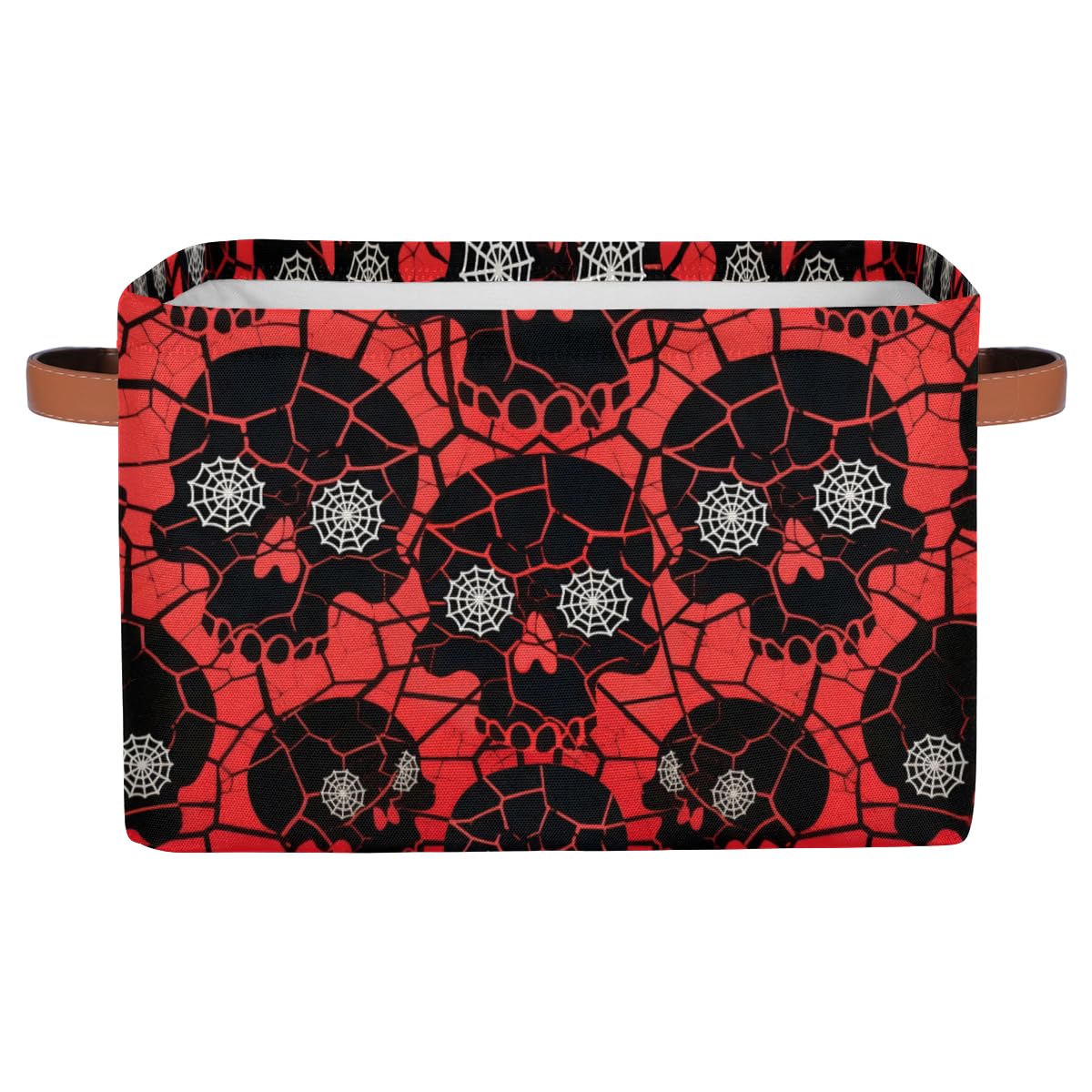Halloween Skull Storage Basket Bin - Skull Theme Decorative Baskets Gift Basket for Halloween Storage Box Collapsible Storage Cu