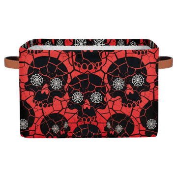 Halloween Skull Storage Basket Bin - Skull Theme Decorative Baskets Gift Basket for Halloween Storage Box Collapsible Storage Cu