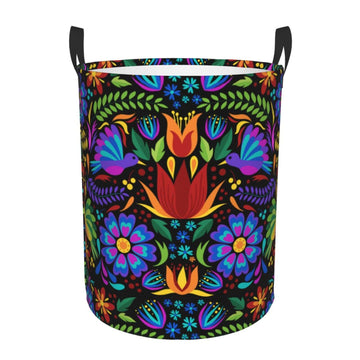 Pevtufa Colorful Floral Foldable Laundry Basket Organizer,Fabric Clothes Toy Storage Basket Nursery Hamper Storage Bin For House