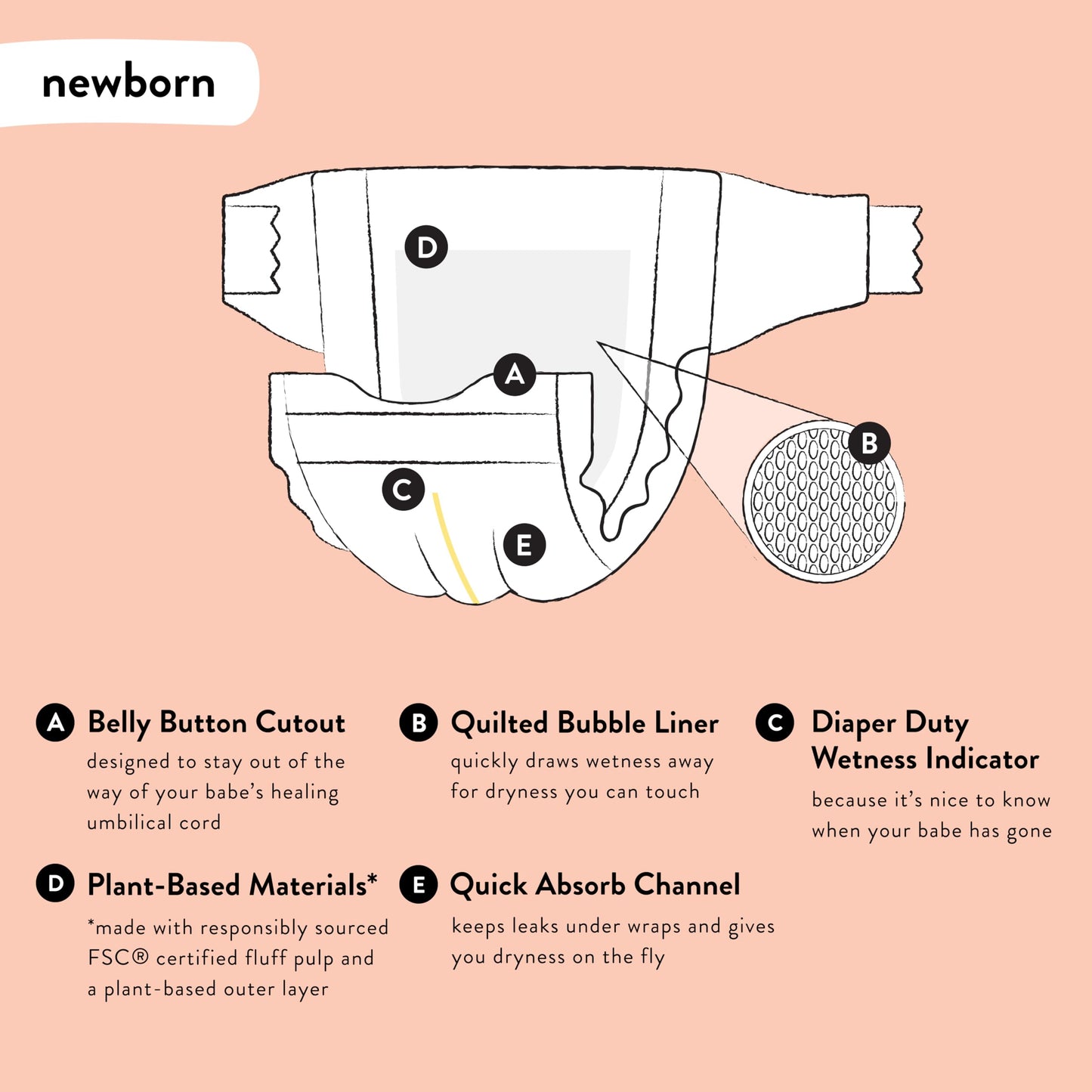 The Honest Company Clean Conscious Diapers | Plant-Based, Sustainable | Rose Blossom + Tutu Cute | Club Box, Size Newborn, 72 Co