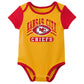 Outerstuff Nfl Newborn Baby And Infant Short Sleeve Bodysuit Variety 3-Pack - Kansas City Chiefs, 3-6M
