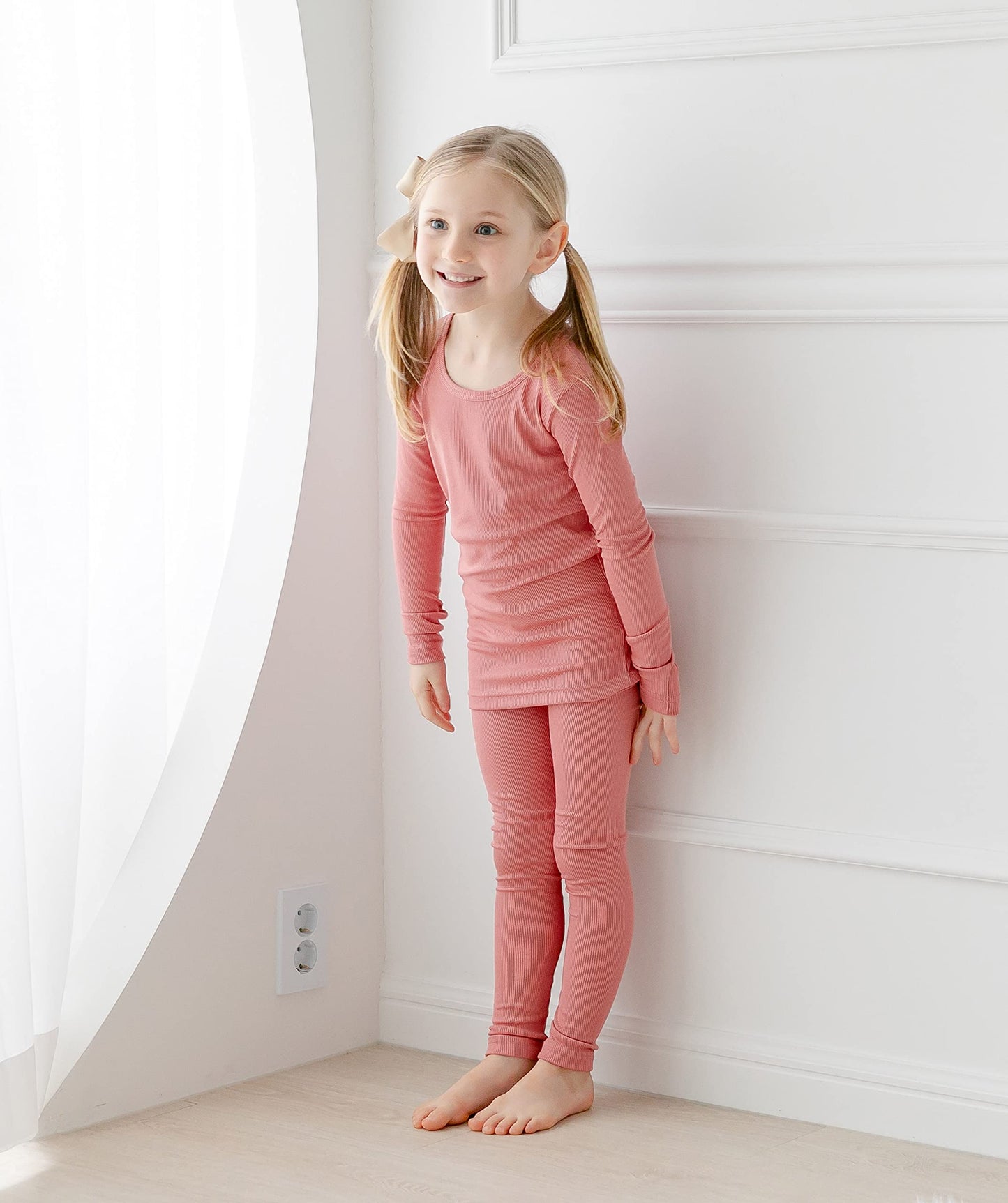 Avauma Baby Boys Girls Pajama Set Kids Toddler Snug Fit Ribbed Sleepwear Pjs For Daily Life Style (S/Indi Pink(L))