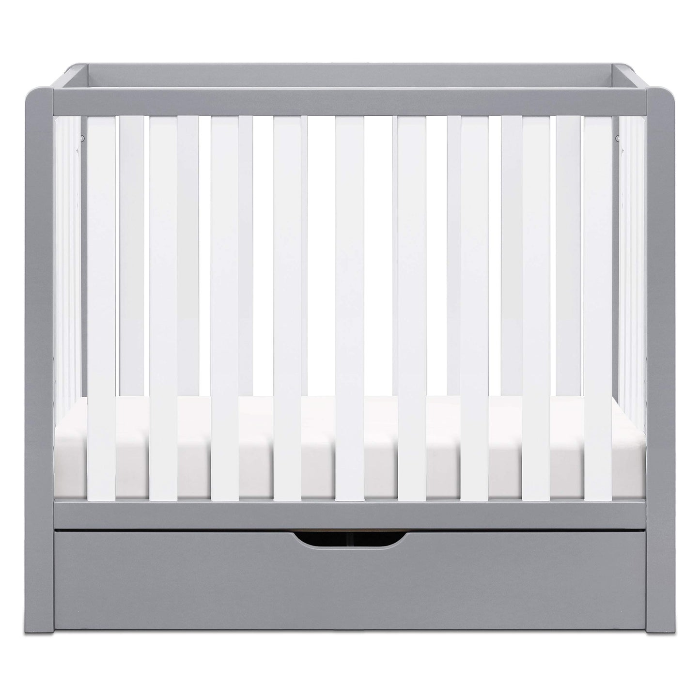 Carters by DaVinci Colby 4-in-1 Convertible Mini Crib with Trundle Drawer in Grey and White, Greenguard Gold Certified, Undercr