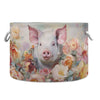 Canvas Storage Organizer Bin, Pig (7) Storage Basket Laundry Hamper with Handle for Clothes Playroom Decor, Large, 20 in Diamete