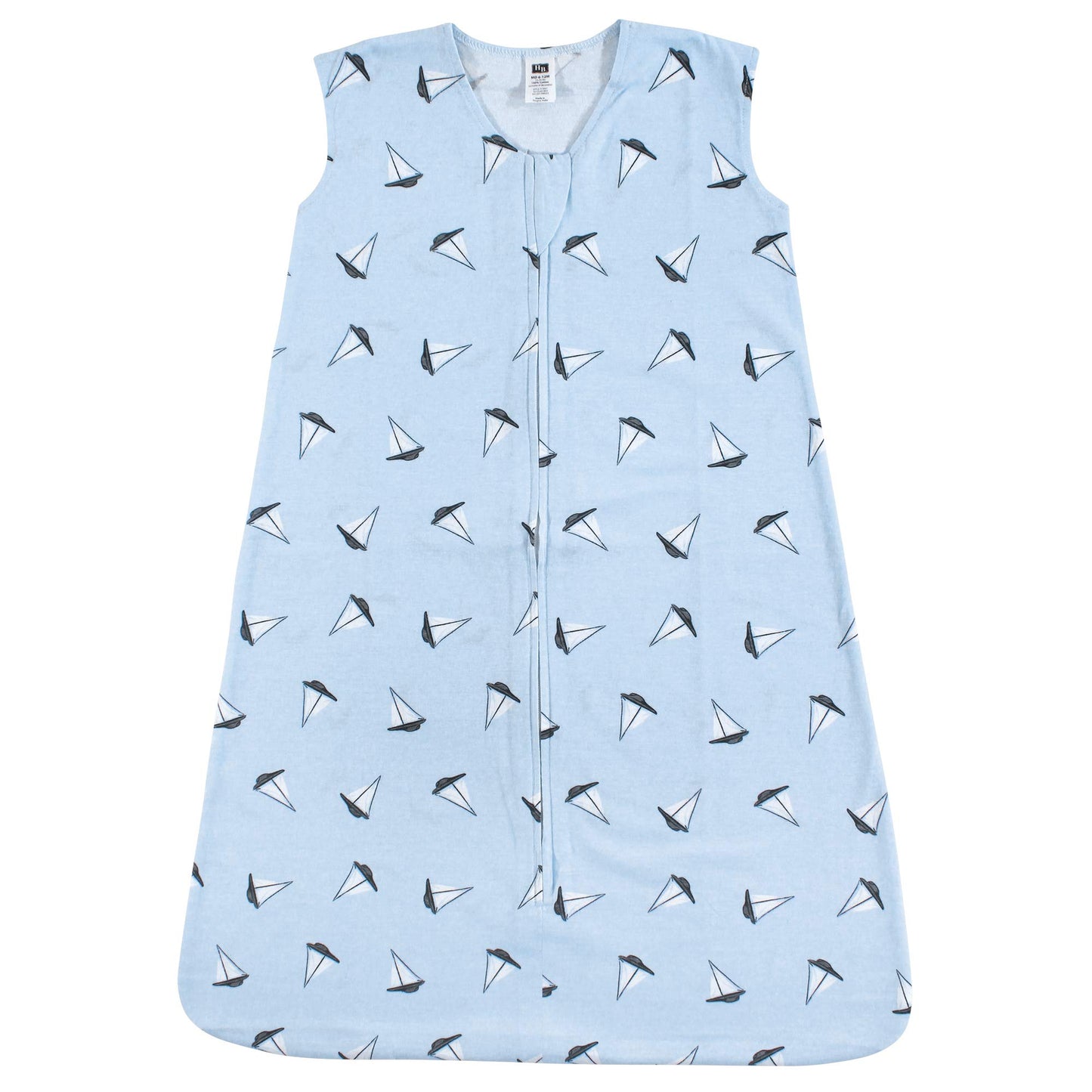 Hudson Baby Unisex Baby Cotton Sleeveless Wearable Sleeping Bag, Sack, Blanket, Sailboats, 6-12 Months