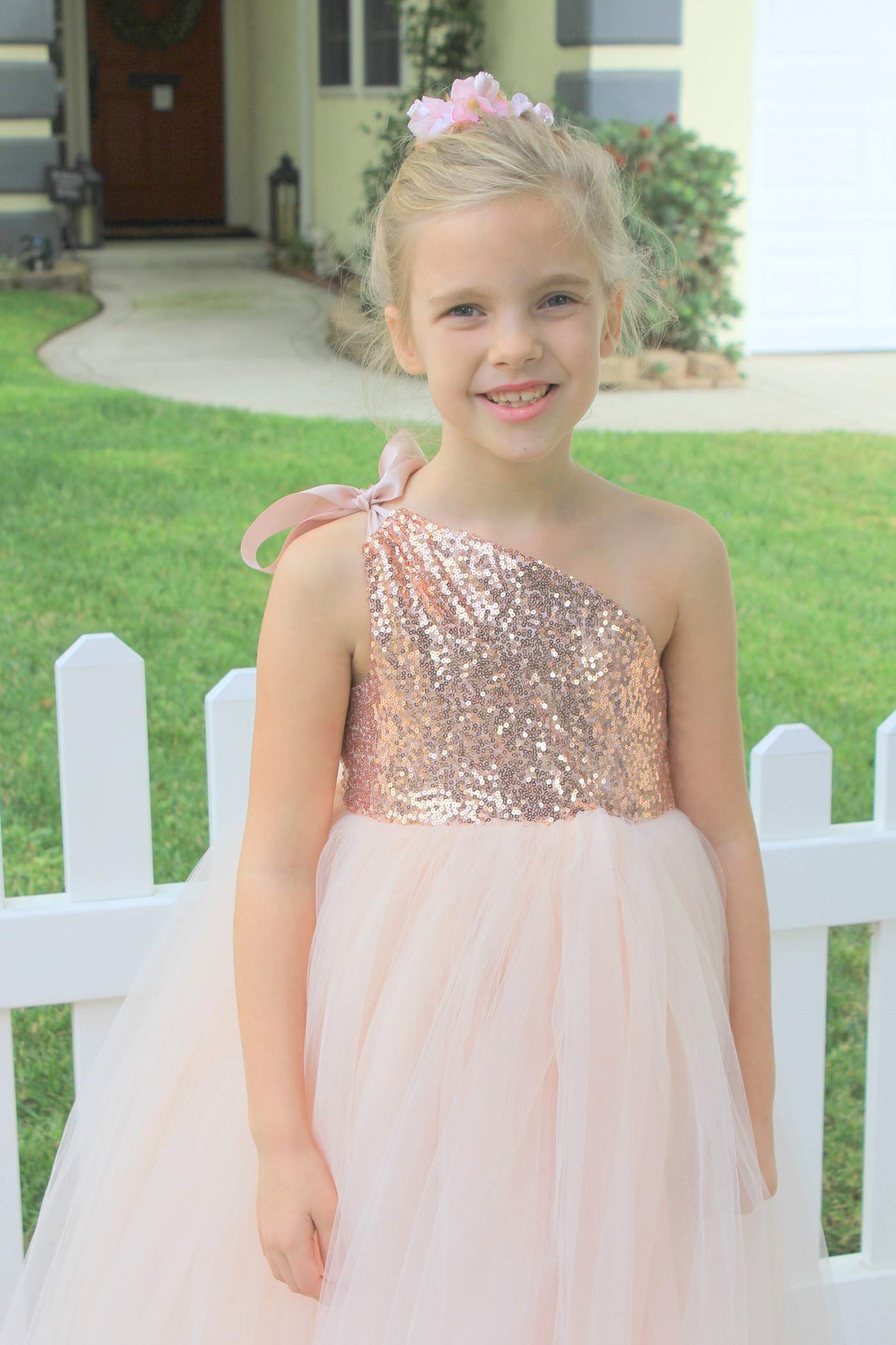 Ekidsbridal One-Shoulder Sequin Tutu Junior Flower Girl Dresses Christening Dresses 182 8