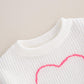 Nokpsedcb Baby Girl Cute Long Sleeve Heart Flowers Embroidery Oversized Sweater Toddler Valentine Outfit (White, 12-18 Months)