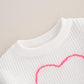 Nokpsedcb Baby Girl Cute Long Sleeve Heart Flowers Embroidery Oversized Sweater Toddler Valentine Outfit (White, 6-9 Months)